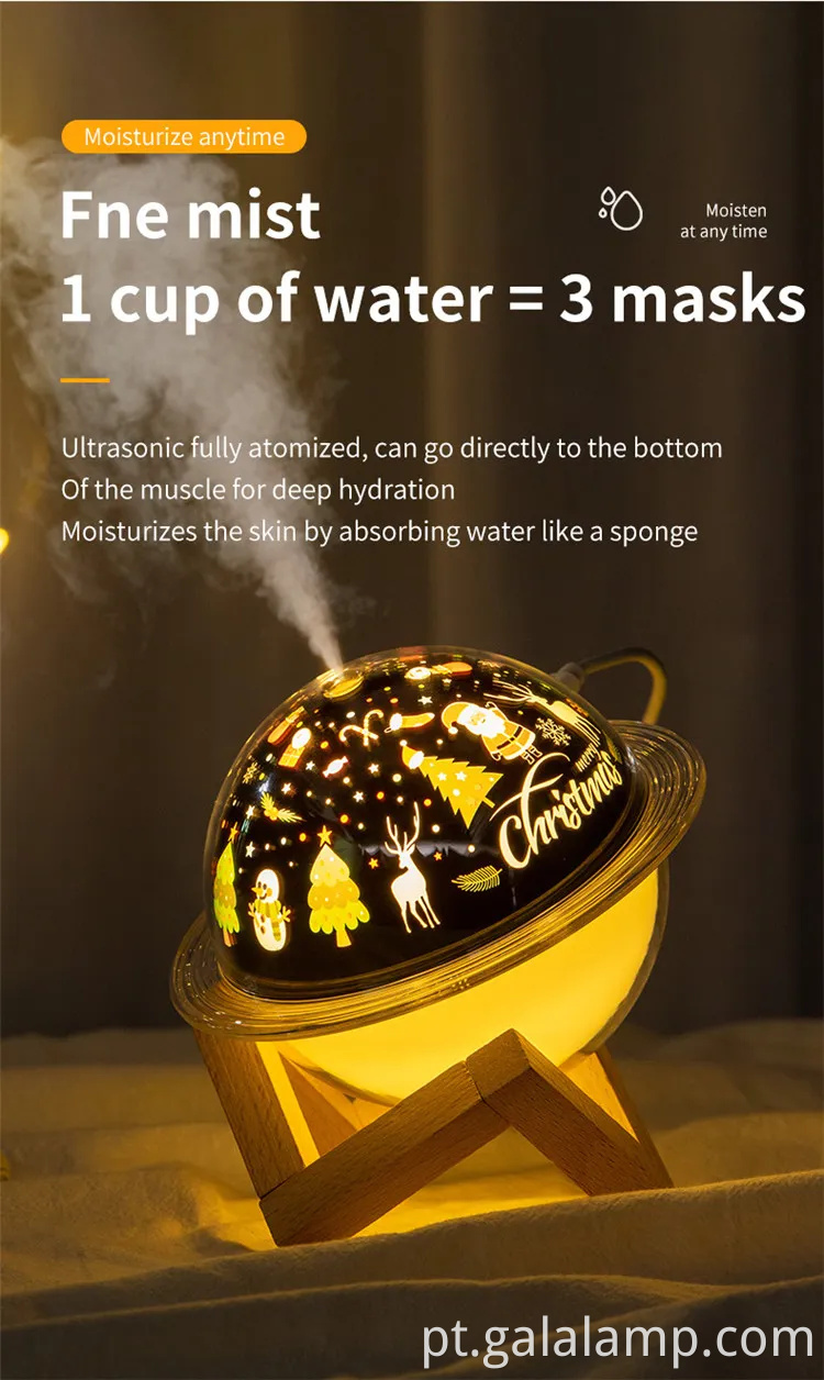 Planeta Night Light umidificador, USB, com suporte, umidificador